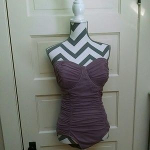 J Crew Tulle Swimsuit in Ancient Fig D Cup NWOT